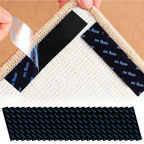 Rug Gripper 24 PCS, Reusable & Anti-Slip Rug Grippers For Laminate Floor and Wooden Floors, Washable Anti Slip Underlay Stickers, Carpet Grippers, Gripper Laminate, Carpet Stickers - Rectangular