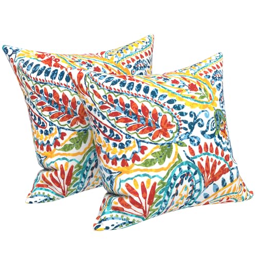 LVTXIII Outdoor/Indoor Throw Pillows, Decorative Throw Pillows with Inserts, 18”x18” Square Pillows for Bed, Couch, Sofa and Patio Furniture (Set of 2, Heart Red)