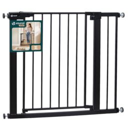 VOUNOT® Safety Gate for Stairs 89-96cm, Pressure Fit Baby Gate with Auto Close, Double Locking System, Two-Way Opening, No Drill Stair Gate for Children and Pets, Black