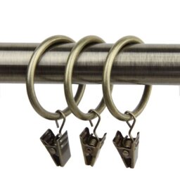 Rod Desyne 10 Count Curtain Rings with Clip, 1-3/8-Inch, Antique Brass