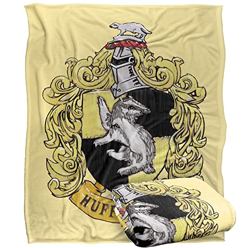 HARRY POTTER Hufflepuff Rough Crest Officially Licensed Silky Touch Super Soft Throw Blanket 152 x 127 cm