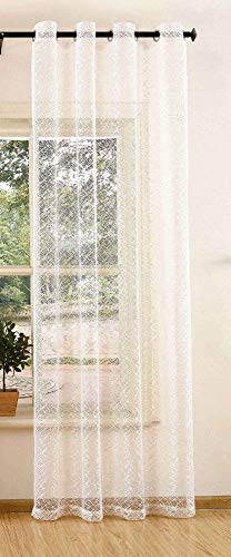 Gardinenbox Net Curtain with Eyelets Plain Transparent Decorative Net Curtain 245 x 140 cm Natural 203522 Polyester 245 x 140 cm