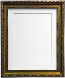FRAMES BY POST Shabby Chic Picture Photo Frame, Plastic, Gold with White Mount, 10 x 8 Inches Image Size A5