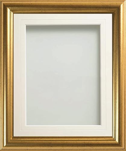 Frame Company Eldridge Gold Photo Frame with White V-Groove Mount, A2 for A3, fitted with perspex