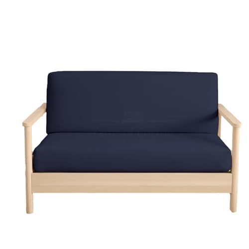 Twin Size Armless Futon Covers - 100% Cotton 400 Thread-Count Futon Slipcovers - Zippered Couch Cover Sofa Bed Protector, Sleeper Sofa Cover, Machine Washable, Navy Blue