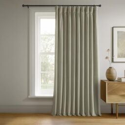 "HPD Half Price Drapes Extra Wide Signature Velvet 84 Inch Long 1 Panel, 4-Pass Hotel Lined Window Thermal Blackout Curtains for Bedroom 100W x 84L, Cool Beige, 100"" W x 84"" L (Pack of 1)"