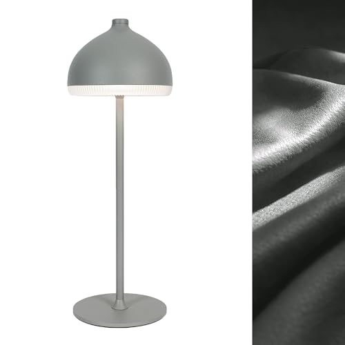 LuminexDesigns Cordless Table Lamp–5200 mAh Rechargeable LED Bedside & Bathroom Lamp with 3 Light Colours,Dimmable Touch Control,Portable Lamp for Office,Living Room & Outdoor,Elephant Grey