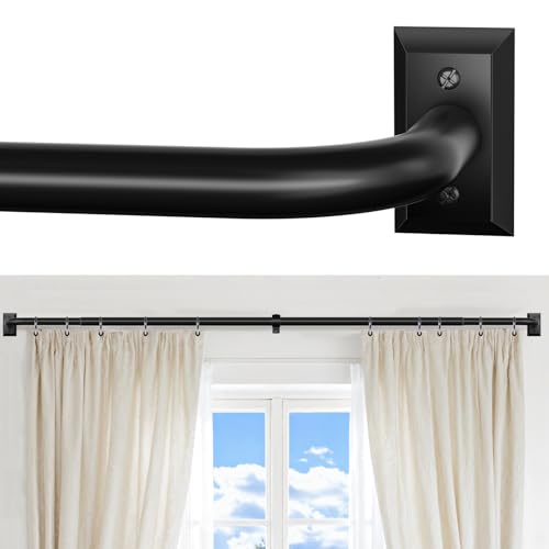 ZYRW Blackout Curtain Rod for Windows 28 to 48 Inches, Wrap Around Drapery Rod, Heavy Duty Curtain Rods for Darkening, Modern Decorative Curtain Treatment, Matte Black