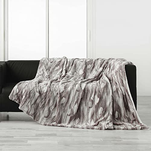 Douceur d'Intérieur, Blanket 180 x 220 cm Faux Fur Sherpa Caribou