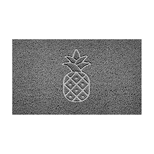 Nicoman Embossed Spaghetti Door Mat Dirt-Trapper Jet-Washable Doormat 70x43cm (Grey, PINEAPPLE Shape) - Use Indoor or Sheltered Outdoor