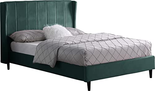 Seconique Amelia 5' King Size Bed in Green Velvet - Kingsize, W 176cm x D 211cm x H 115cm