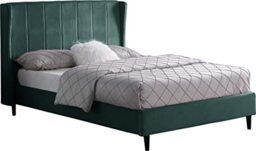 Seconique Amelia 5' King Size Bed in Green Velvet - Kingsize, W 176cm x D 211cm x H 115cm