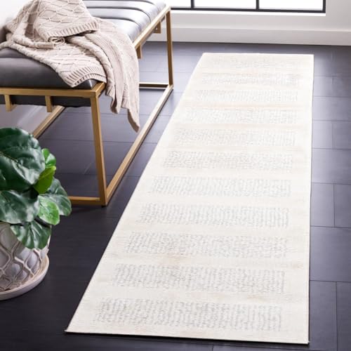 Safavieh Geometric Rug for Living Room, Dining Room, Bedroom - Melody Collection, Short Pile, in Ivory and Grey, 274 X 366 cm