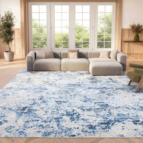 Safavieh Modern Rug for Living Room, Dining Room, Bedroom - Amelia Collection, Short Pile, in Blue, 183 X 274 cm