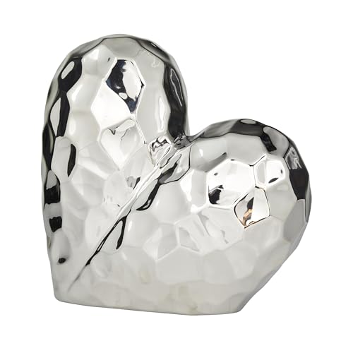 "Deco 79 Statue and Sculpture Home, Art Decor Living Room, Office, Bedroom, Porcelain, Silver, 12"" x 6"" x 11"""