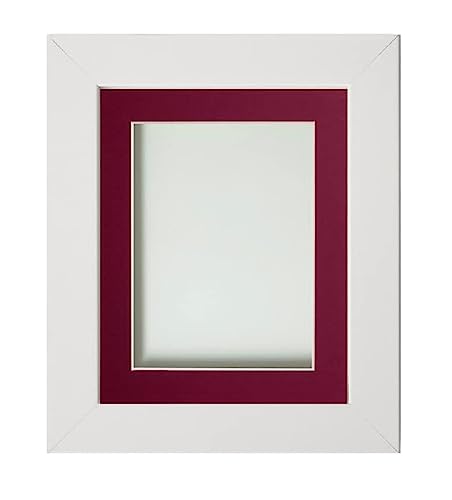 Frame Company Watson White Picture Photo Frame fitted with Perspex, 12x10 inch with Plum Mount for image size 8x6 inch
