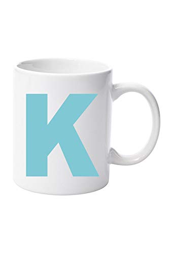 Personalised Light Blue Mug Any Letter Alphabet Mugs Coffee Cup Birthday Fathers Day Gift 11oz Ceramic Mug Xmas Birthday Christmas fmothers Day (K)