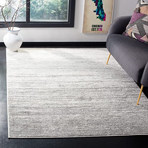 SAFAVIEH Modern Rug for Living Room, Dining Room, Bedroom - Adirondack Collection, Short Pile, in Ivory and Silver, 122 X 122 cm