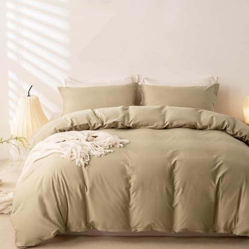 "OAITE 100% Brushed Cotton Duvet Cover Twin Size Soft Breathable Durable Bedding with Zipper Closure - 3 Pieces Plain Simple Duvet Cover Set,2 Pillow Shams,1 Duvet Cover(68""x90"")"