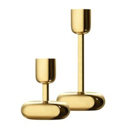 Iittala Nappula 1063110 Brass Candle Holder Set of 2 8.9 x 18.3 cm