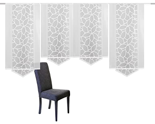 Home Fashion 094625 0101 145X57 Panel Curtain Jacquard Fabric Set, White, 160 x 57 cm
