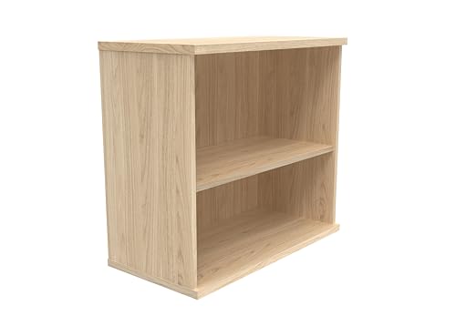 Office Hippo Heavy Duty 2 Tier Bookcase, Book Filing Cabinet, Storage Unit With Adjustable Shelf & Feet, Bookshelf Bookcase Suitable For Home Office & Workplace, Canadian Oak 40D x 80W x 73Hcm