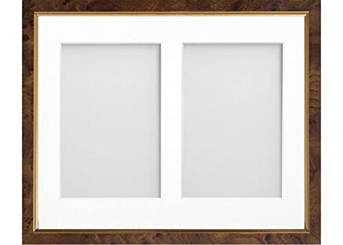 Frame Company Drayton Multi Aperture Photo Frame, Walnut, 10x8 for 6x4 inch (x2)
