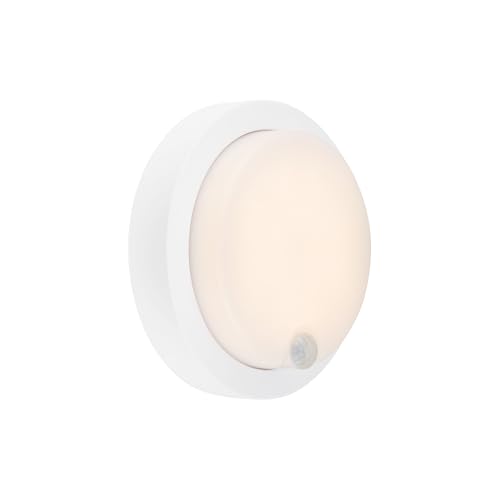 BRILONER Outdoor Lamp with Motion Sensor Wall Lamp with Battery 4 W 700 lm Wall Light Without Power Connection Warm White Light Colour 170 x 55 mm D x H White