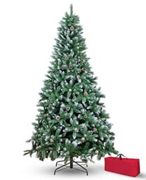 Brigros - Artificial Christmas Tree Thick Pine Needle, + Bag, Realistic Effect, Hook Branches, Easy Assembly, PVC, Metal Base, Flame Retardant (Snowproof, 180 cm)