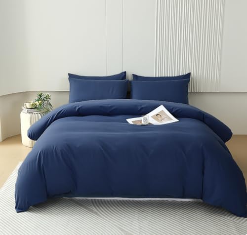 Houseri Navy Blue Comforter Queen Size Dark Blue Bedding Set - Classic Soft Navy Queen Bed Comforter Quilt Blanket