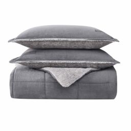 Eddie Bauer Reversible Sherpa Bedding with Matching Shams, Cozy & Warm Home Decor, Oeko-Tex Certified, 100% Polyester Fleece, Grey, Queen