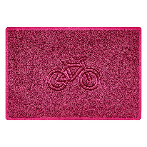 Nicoman Bike Embossed Shape Door Mat Dirt-Trapper Washable Barrier Doormat-(Use Indoor or Sheltered Outdoor)-(90x60cm/3x2ft,Large) Pink