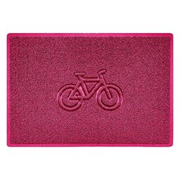 Nicoman Bike Embossed Shape Door Mat Dirt-Trapper Washable Barrier Doormat-(Use Indoor or Sheltered Outdoor)-(90x60cm/3x2ft,Large) Pink