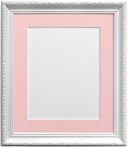 FRAMES BY POST Rio Picture Photo Frame, MDF Wood, White with Pink Mount, 30 x 30 cm Image Size 8 x 8 Inches