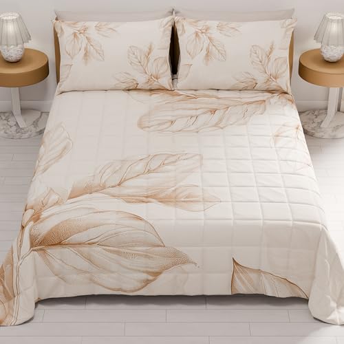 PETTI Artigiani Italiani - Summer Single Bedspread 170 x 260 cm 100 g/m² Double Face, Spring Single Bed Quilt, Lightweight Quilt, Floral 150, 100% Made in Italy