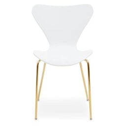 Premier Housewares Dining Chair with White Seat/Tapered Back Dining Chairs/Kitchen Set/Gold Finish Dining Chairs Set of 4/Living Room/Bedroom Chairs/Cover W50 x D46 x H80.5cm.