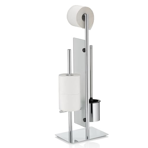 kela WC set with toilet roll holder and spare roll holder 71cm, toilet brush with open toilet brush holder, separating disc STYLE, shiny metal
