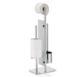 kela WC set with toilet roll holder and spare roll holder 71cm, toilet brush with open toilet brush holder, separating disc STYLE, shiny metal