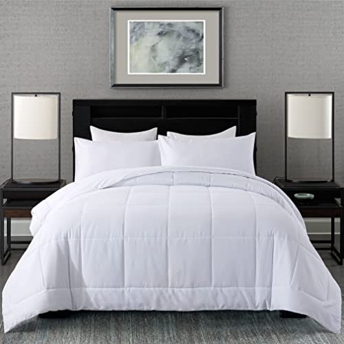 "DOWNCOOL Queen Comforter Set -All Season Bedding Comforters Sets with 2 Pillow Cases-3 Pieces Bedding Sets Queen -Down Alternative White Queen Size Comforter Sets(88""x90"")"