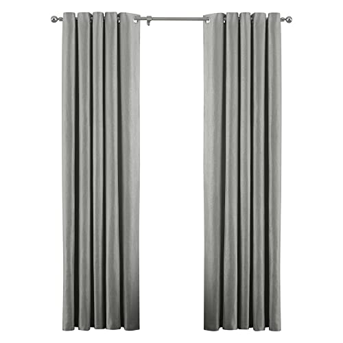 "Riva Paoletti Atlantic Ringtop Eyelet Curtains (Pair) - Grey - Woven Twill Fabric - Ready Made - 100% Polyester - 229cm width x 229cm drop (90"" x 90"" inches) - Designed in the UK ,ATLANTI/RT3/GRY"