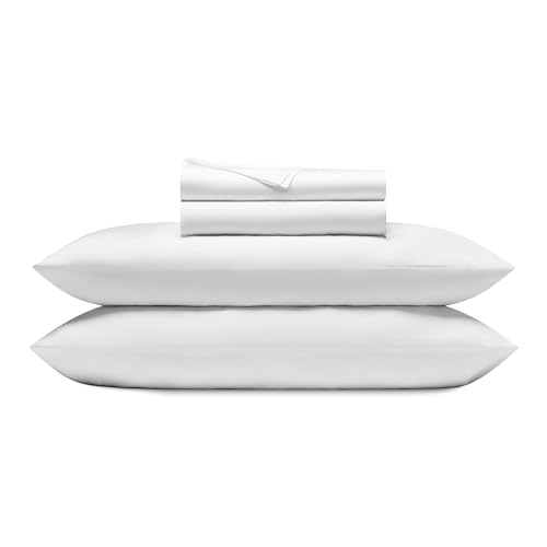 "Cozy Earth Luxury Bed Sheet Set - 100% Viscose from Bamboo Fabric, Ultra-Soft & Breathable, Fits Regular & Deep Pocket Mattresses up to 20"" - 4 Pieces Queen Sheet Set White"