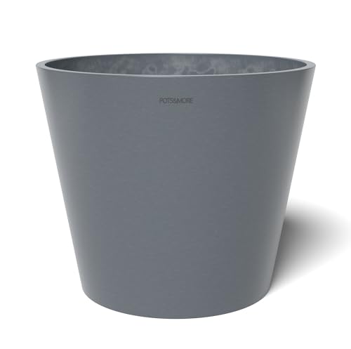POTS&MORE Conico 30 Plant Pot Diameter 31 cm Round Shape Grey Height 25.6 cm Plastic Planter for Indoor Plants VP013001