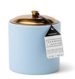 Paddywax Scented Candles Minimalist Hygge Range Luxury Candle, 3-Wick - 425g, Teakwood + Jasmine