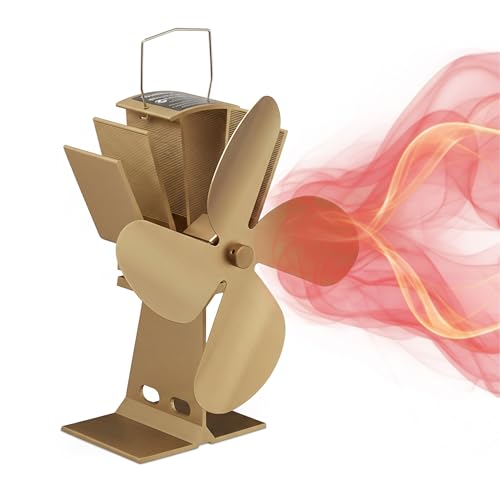 Relaxdays Stove Fan, without Electricity, Low Noise for Fireplace & More, Heat Driven & Resistant, 4 Blades, Fan, Bronze