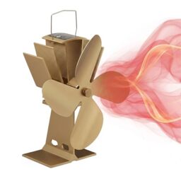 Relaxdays Stove Fan, without Electricity, Low Noise for Fireplace & More, Heat Driven & Resistant, 4 Blades, Fan, Bronze