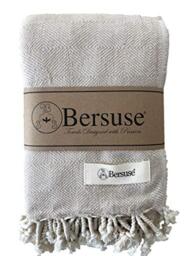 Bersuse 100% Cotton - Milas XXL Throw Blanket Turkish Towel - Beige