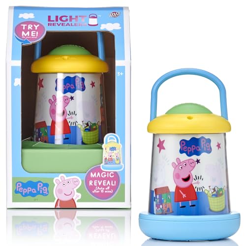 WOW! STUFF Light Revealers Peppa Pig Night Light - 360° Magical Scene Lantern with Auto-Off - USB or Battery Powered Portable Kids Bedroom Lamp - Official Peppa Pig Toy