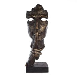 Casablanca Silence Sculpture - Resin - Bronze Antique Finish - Height 100 cm - Face Decoration - Art - Home Accessory - Gift
