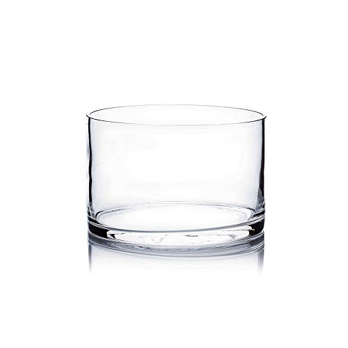 "WGV Cylinder Vase, Open Width 6"", Height 4"", Clear Glass Floral Container, Candle Holder for Wedding Centerpiece, Party Event, Home Office Decor, 1 Piece"