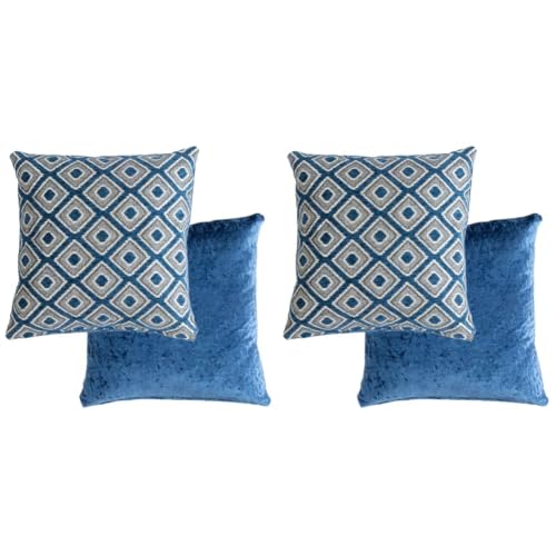 Emma Barclay Pisa Geometric Jacquard Cushion Cover in Navy - 17x17 (43x43cm) (Pack of 2)